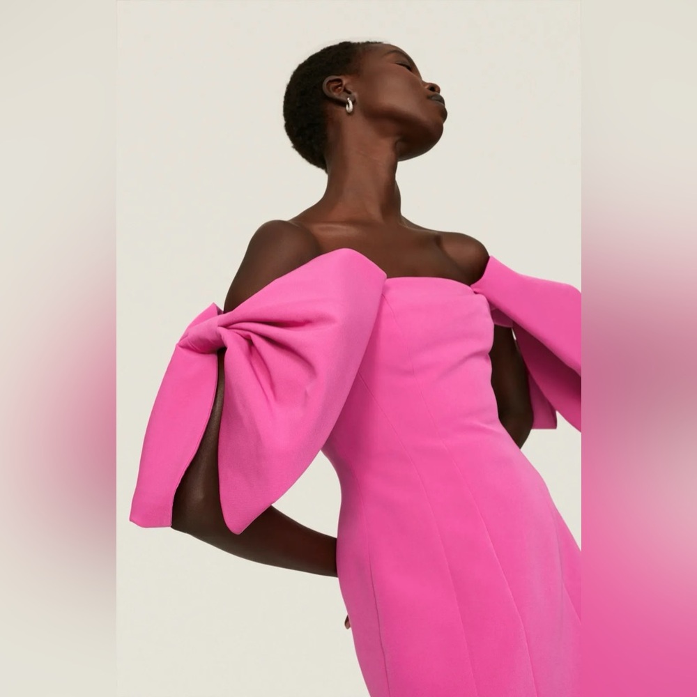 TOCCIN Off the Shoulder, Bow Sleeve Mini Dress in Pink, Size 6 - Picture 5 of 12